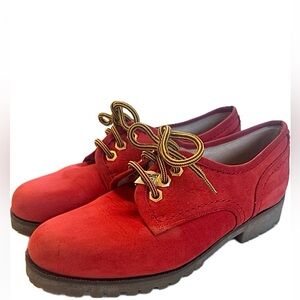 💫Rare🌟 Guess by George Marciano VTG Red Suede Oxfords Rubber Lug Sole Shoes 7.5
